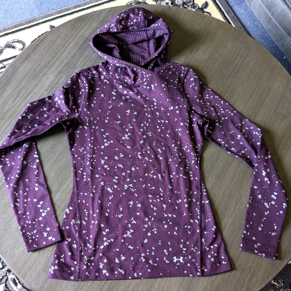 Under Armour ColdGear Fitted Purple Printed Running Hoodie Women’s S - Picture 2 of 5